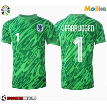 Moške Nogometnih dresov Nizozemska Bart Verbruggen #1 Vratar Domači EP 2024 Kratki rokavi